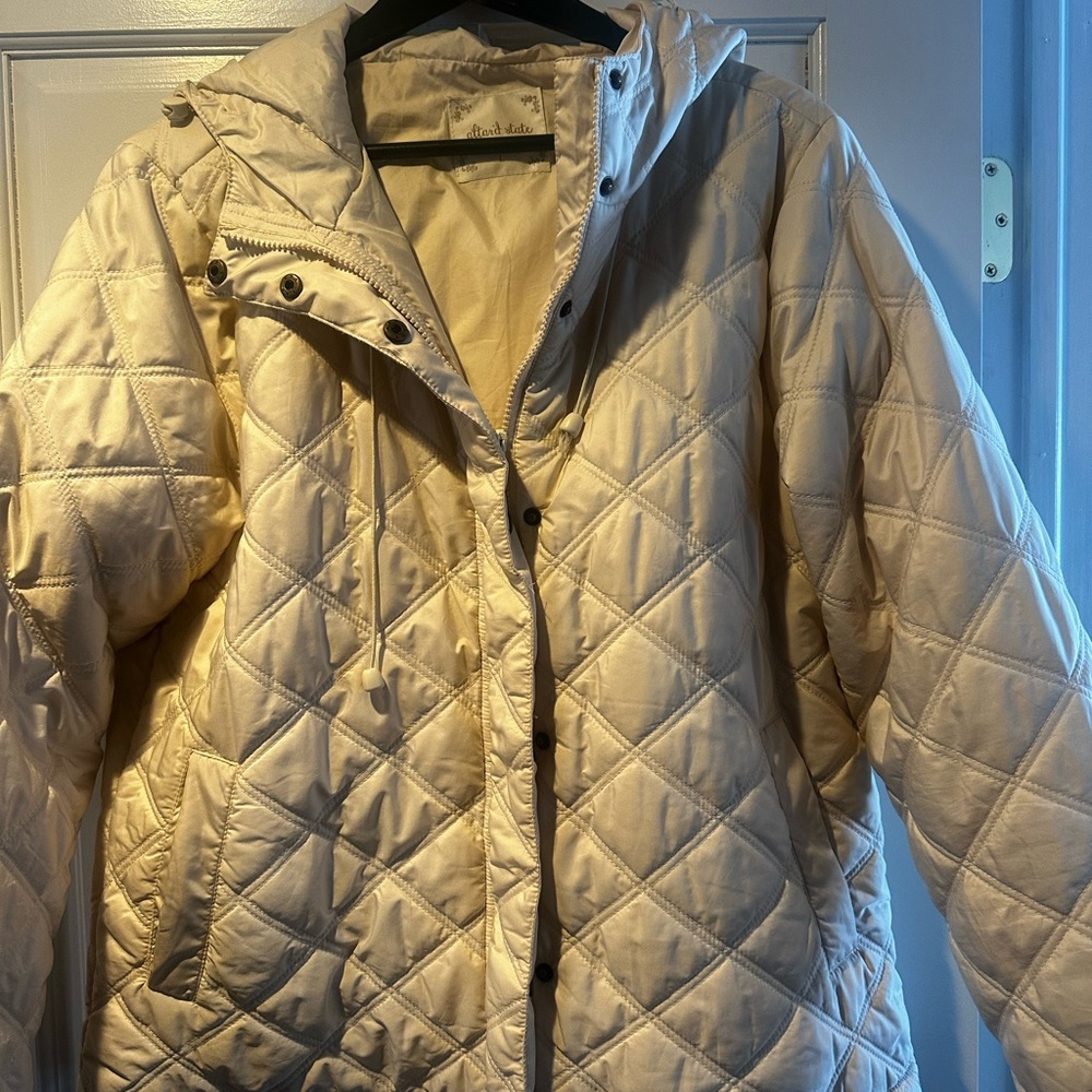 Altar’d State Women's Cream Quilted Puffer lightweight Jacket